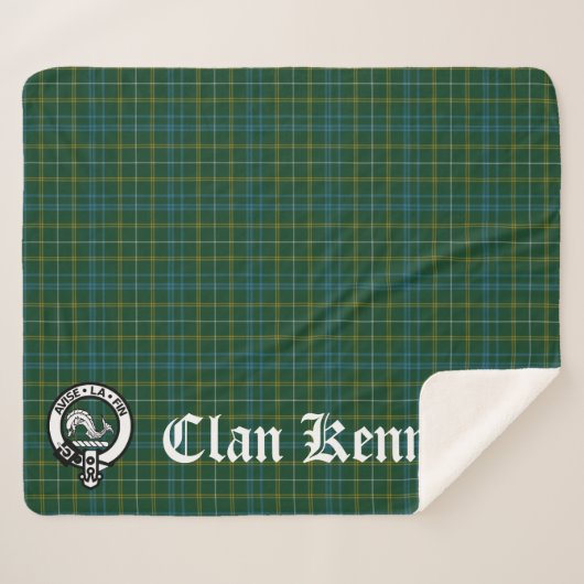 Couverture Sherpa Clan Kennedy Crest Badge & Tartan (Devant (Horizontal))