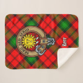 Couverture Sherpa Clan Kerr Crest sur Tartan (Devant (Horizontal))