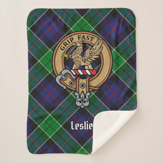Couverture Sherpa Clan Leslie Crest sur la chasse Tartan (Devant)