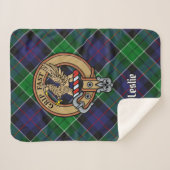 Couverture Sherpa Clan Leslie Crest sur la chasse Tartan (Devant (Horizontal))