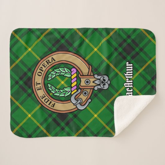 Couverture Sherpa Clan MacArthur Crest sur Tartan (Devant (Horizontal))