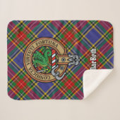 Couverture Sherpa Clan MacBeth Crest sur Tartan (Devant (Horizontal))