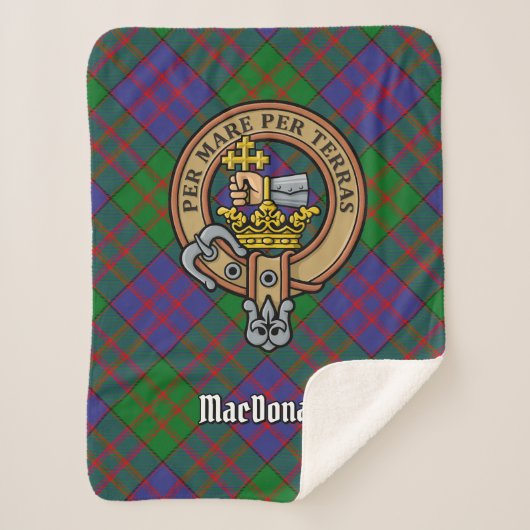 Couverture Sherpa Clan MacDonald Crest sur Tartan (Devant)