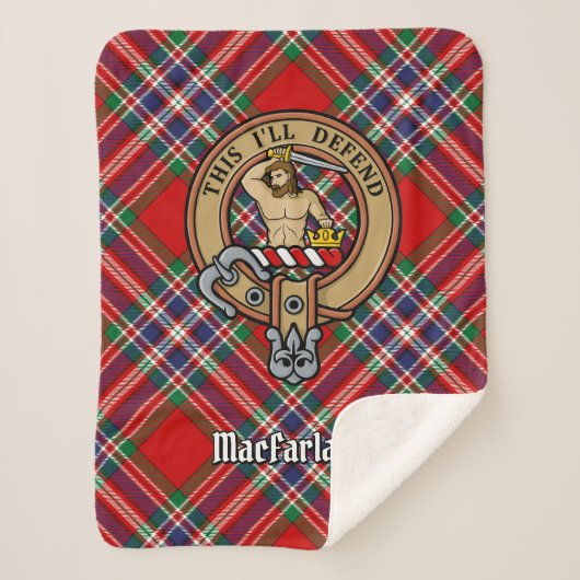 Couverture Sherpa Clan MacFarlane Crest sur Red Tartan (Devant)