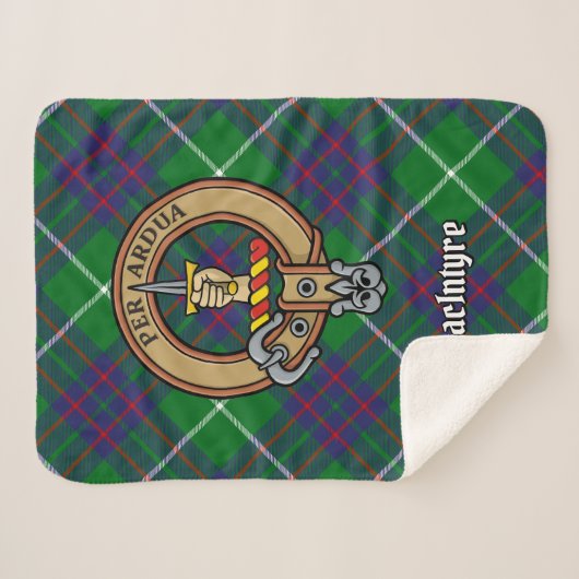 Couverture Sherpa Clan MacIntyre Crest sur Tartan (Devant (Horizontal))