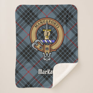Couverture Sherpa Clan MacKay Crest sur Blue Tartan