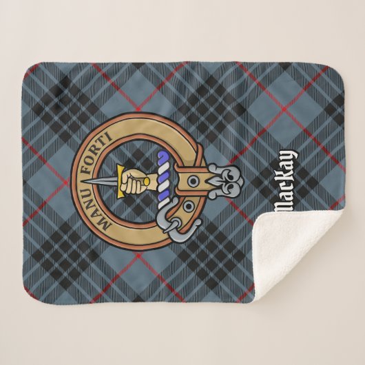 Couverture Sherpa Clan MacKay Crest sur Blue Tartan (Devant (Horizontal))