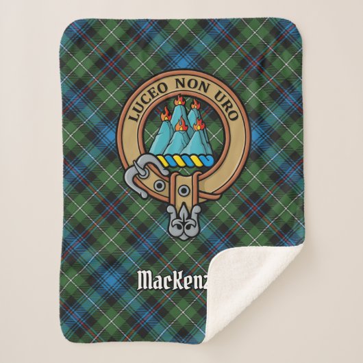 Couverture Sherpa Clan MacKenzie Crest sur Tartan (Devant)