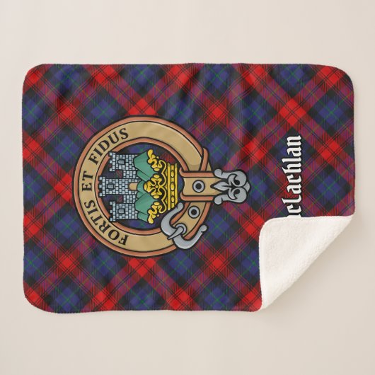 Couverture Sherpa Clan MacLachlan Crest sur Tartan (Devant (Horizontal))