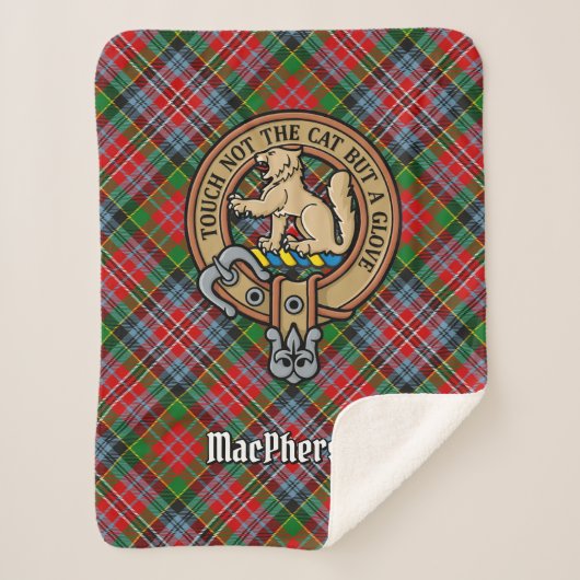 Couverture Sherpa Clan MacPherson Crest sur Tartan (Devant)