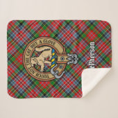Couverture Sherpa Clan MacPherson Crest sur Tartan (Devant (Horizontal))