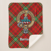 Couverture Sherpa Clan Morrison Crest sur Red Tartan (Devant)