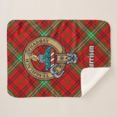Couverture Sherpa Clan Morrison Crest sur Red Tartan (Devant (Horizontal))
