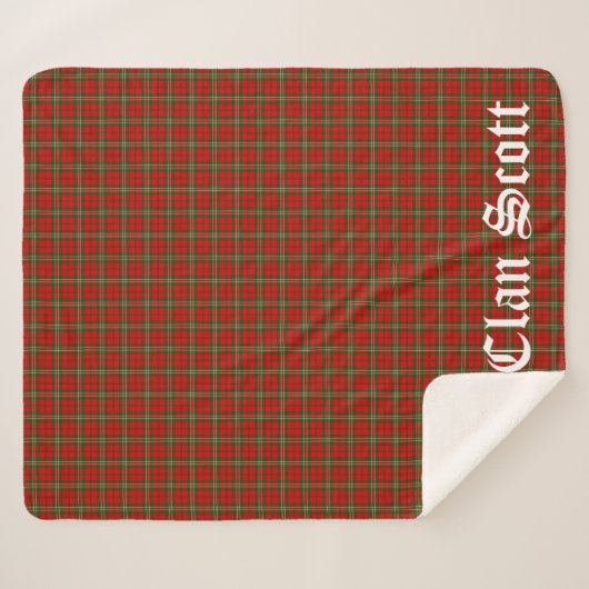 Couverture Sherpa Clan Scott Crest Badge et Tartan (Devant (Horizontal))