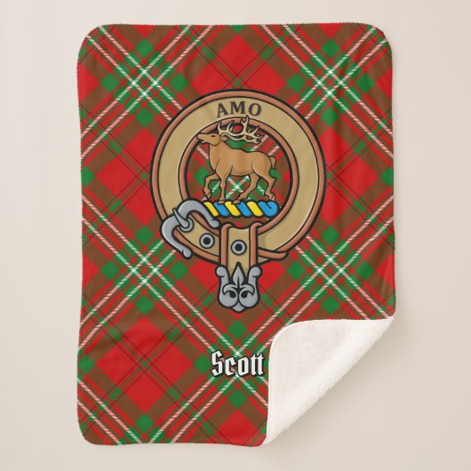 Couverture Sherpa Clan Scott Crest sur Red Tartan (Devant)