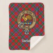 Couverture Sherpa Clan Sinclair Crest sur Red Tartan (Devant)