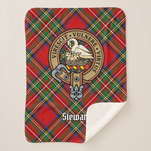 Couverture Sherpa Clan Stewart Crest sur Tartan (Devant)