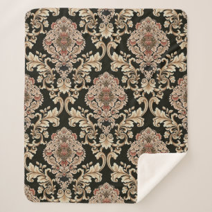 Couverture Sherpa classic damask jacquard pattern with frameabstract