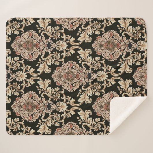 Couverture Sherpa classic damask jacquard pattern with frameabstract (Devant (Horizontal))
