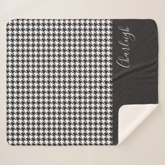 Couverture Sherpa Classic moderne noir et blanc Houndstooth (Devant (Horizontal))