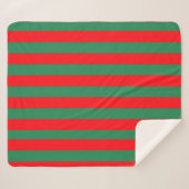 Couverture Sherpa Classic Red and Green Christmas Stripes (Devant (Horizontal))