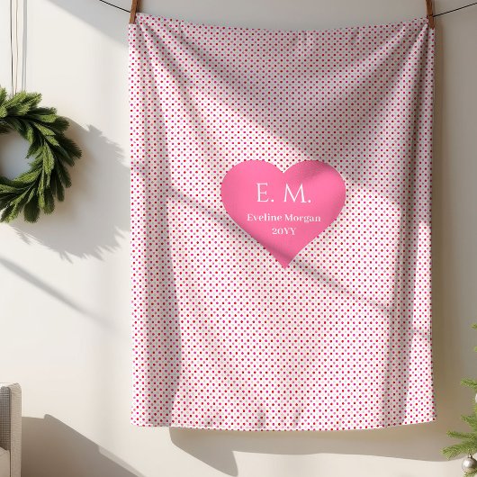 Couverture Sherpa Classic Red Hearts Personalized Valentine Gift 