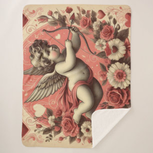 Couverture Sherpa Classic/Vintage/Retro Saint-Valentin cupide