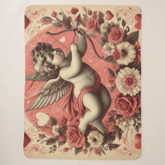 Couverture Sherpa Classic/Vintage/Retro Saint-Valentin cupide (Devant)
