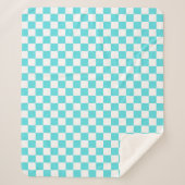 Couverture Sherpa Classic visual turquoise blue checkerboard (Devant)
