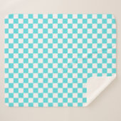 Couverture Sherpa Classic visual turquoise blue checkerboard  (Devant (Horizontal))