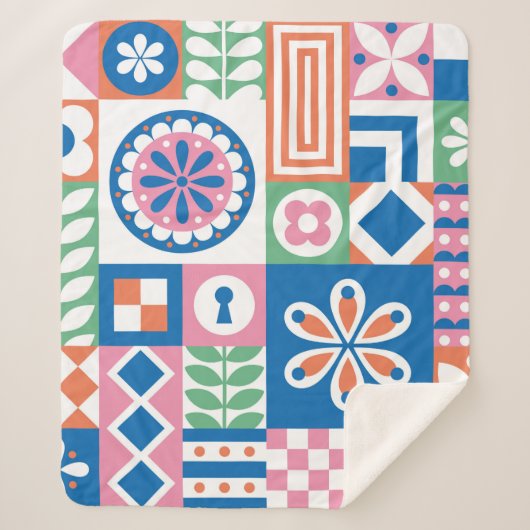 Couverture Sherpa Classique Art Déco Motif sans faille. Styli géomét (Devant)