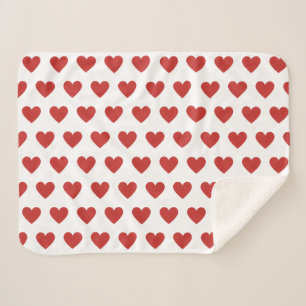 Couverture Sherpa Classique Chic mignon Coeur rouge Motif sur Blanc