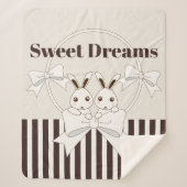 Couverture Sherpa Classique Moderne Stripe Cute Twin Bunny Girl (Devant)