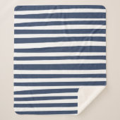 Couverture Sherpa Classique Rayures Bleu Marine | Intemporel Nautica (Devant)