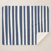 Couverture Sherpa Classique Rayures Bleu Marine | Intemporel Nautica (Devant (Horizontal))