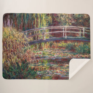 Couverture Sherpa Claude Monet - Eau Lily étang, Harmonie rose