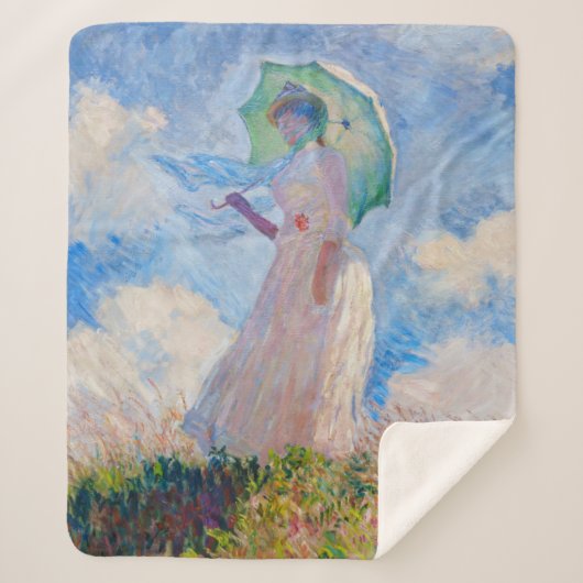 Couverture Sherpa Claude Monet - Femme avec Parasol face à gauche (Devant)