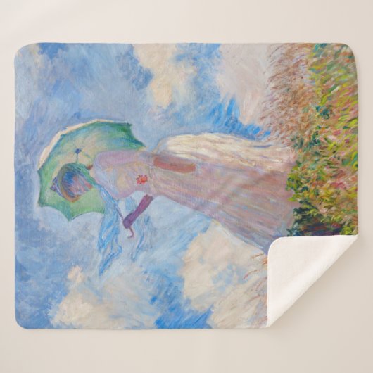 Couverture Sherpa Claude Monet - Femme avec Parasol face à gauche (Devant (Horizontal))