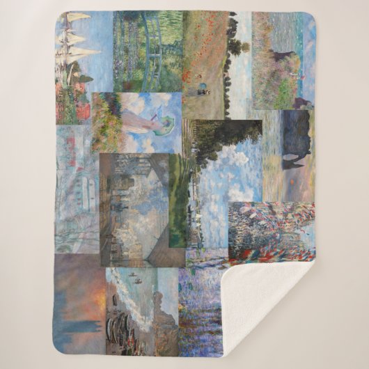 Couverture Sherpa Claude Monet - Patchwork de chefs-d'oeuvre (Devant)