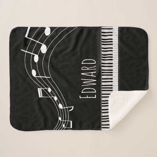 Couverture Sherpa Clavier de piano et notes musicales (Devant (Horizontal))