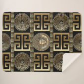 Couverture Sherpa Clé grecque de Méduse dorée  (Devant (Horizontal))