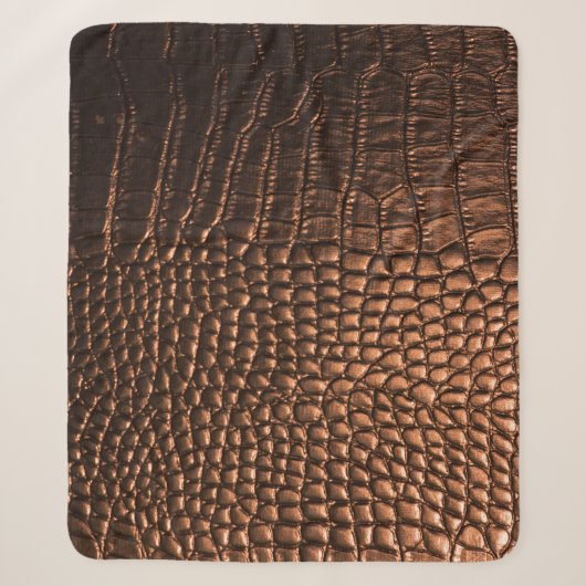 Couverture Sherpa Closeup : crocodile texture cuir. (Devant)