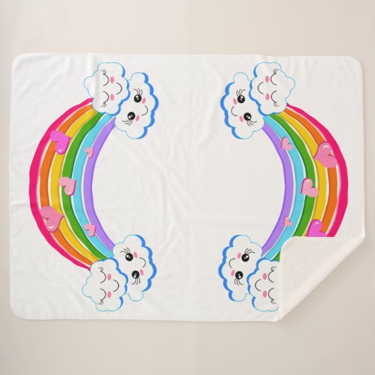 Couverture Sherpa Clouds arc-en-ciel Sherpa Blanket (Devant (Horizontal))