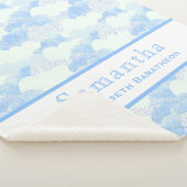 Couverture Sherpa Clouds flottants bleus et blancs Nom personnalisé (3/4)