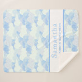 Couverture Sherpa Clouds flottants bleus et blancs Nom personnalisé (Devant (Horizontal))