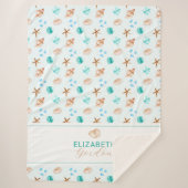 Couverture Sherpa Coastal Seashell Beach House Decor Monogram (Devant)