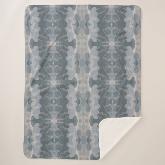 Couverture Sherpa  Coastal Shibori Muted Ocean Blues & San           (Devant)