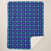 Couverture Sherpa Cobalt et bleu turquoise Motif carrelage (Devant)