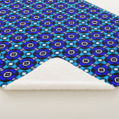 Couverture Sherpa Cobalt et bleu turquoise Motif carrelage (3/4)