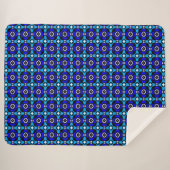 Couverture Sherpa Cobalt et bleu turquoise Motif carrelage (Devant (Horizontal))